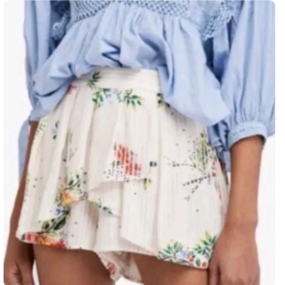 NWT Free People Night Watcher Floral Skort in ivory combo size S - Picture 3 of 8